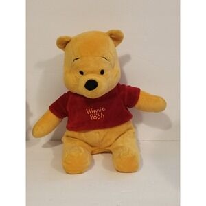Disney Winnie the Pooh Plush Stuffed Animal Red Shirt 12 Inch Yellow Bear Toy